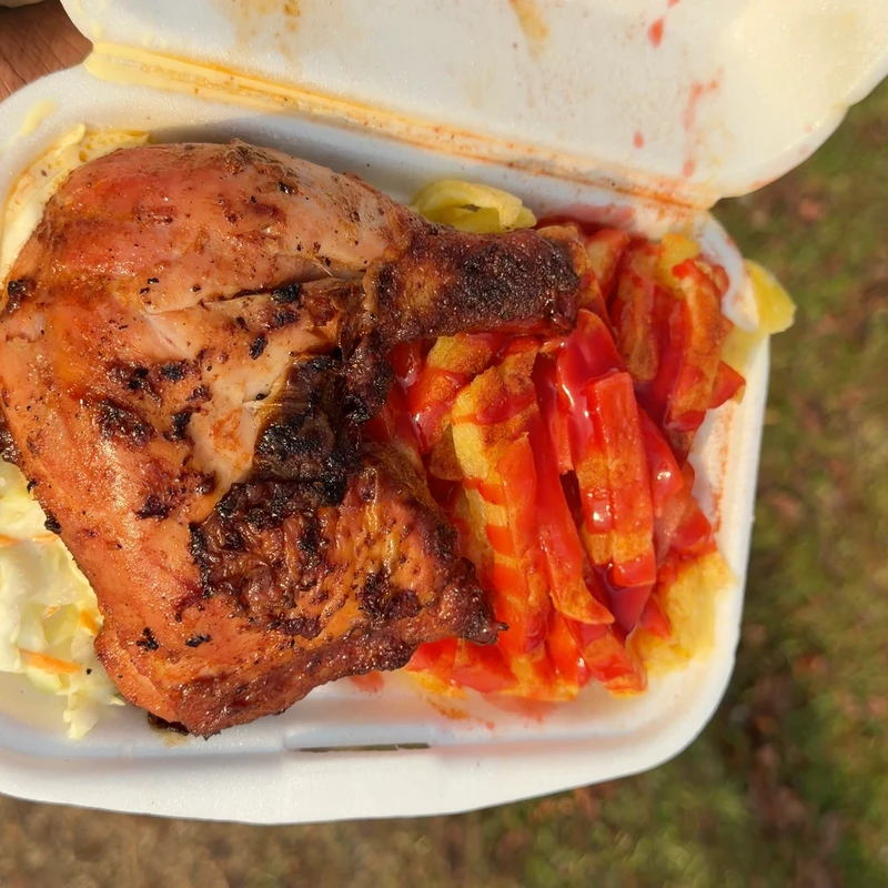 1/4 BBQ chicken +fries